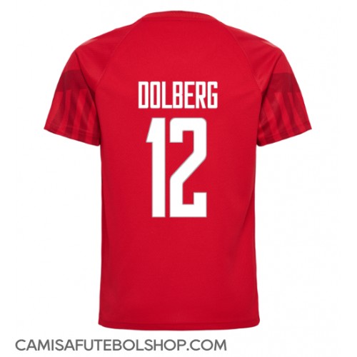 Camisa de time de futebol Dinamarca Kasper Dolberg #12 Replicas 1º Equipamento Mundo 2022 Manga Curta